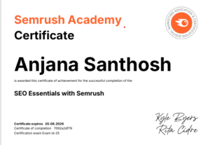 Semrush certificate